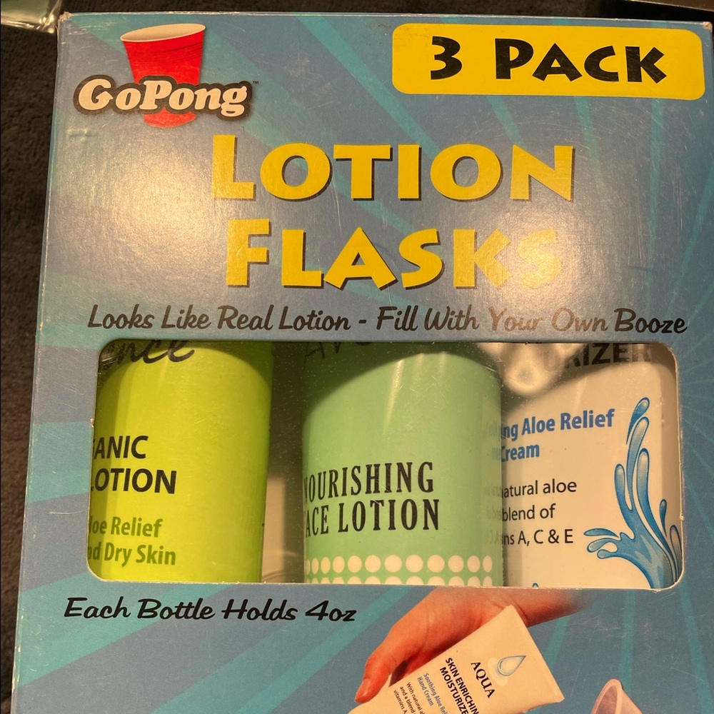 Lotion flasks, carries alcohol in disguise!